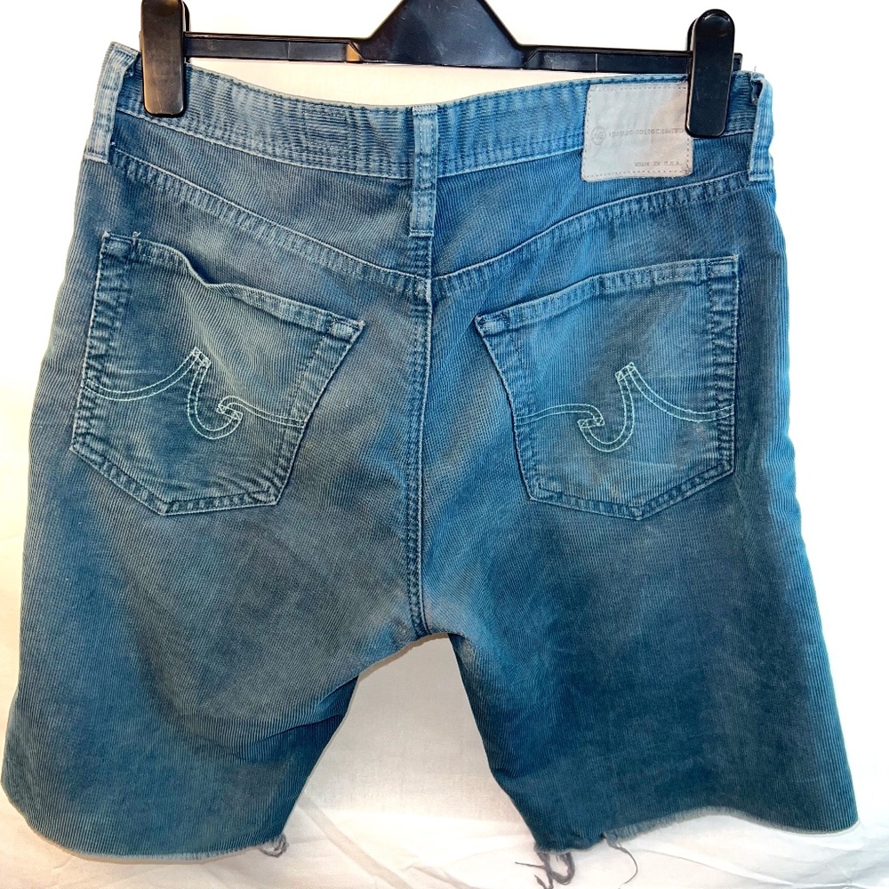 AG Adriano Goldschmied - Mens 34 Protege Straight Cut-Off Shorts - Blue Corduroy